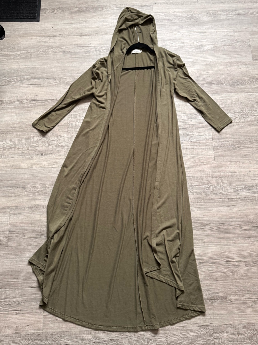 Hooded Longline Duster Cardigan in Olive
